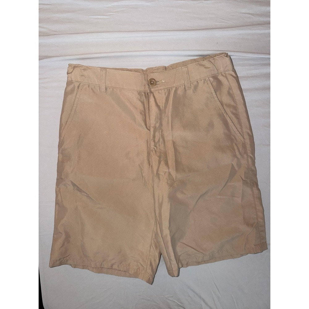 Nautica School Uniform Boys Khaki Flat Front Short Size 14 Regular Tan Polyester